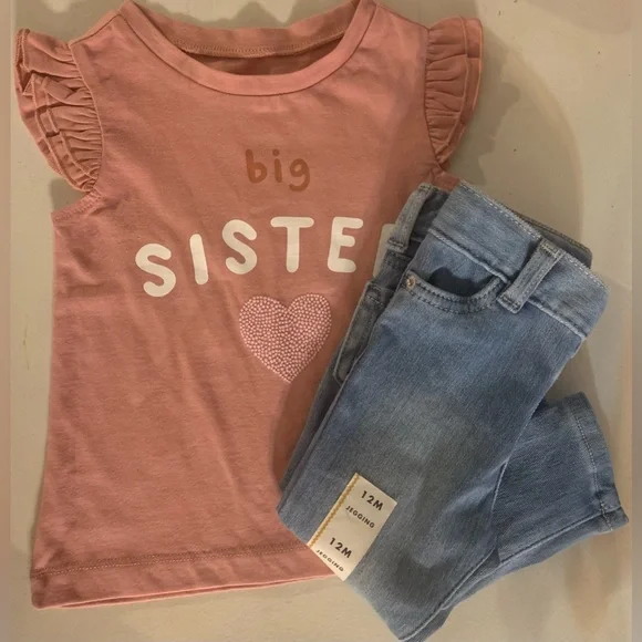 2pc Baby Shirt & jeans (18M shirt & 12M jeans) Carter’s + Cat & Jack NWOT - Picture 7 of 10